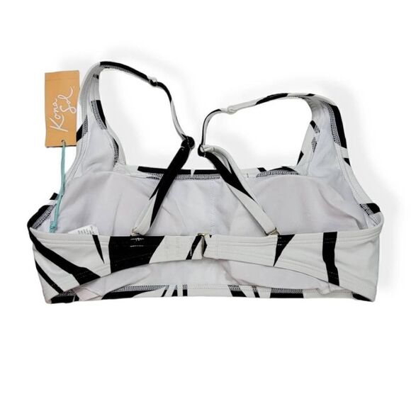 Kona Sol White Nand Black Bralette Bikini Top Small 4-6 - Picture 2 of 3